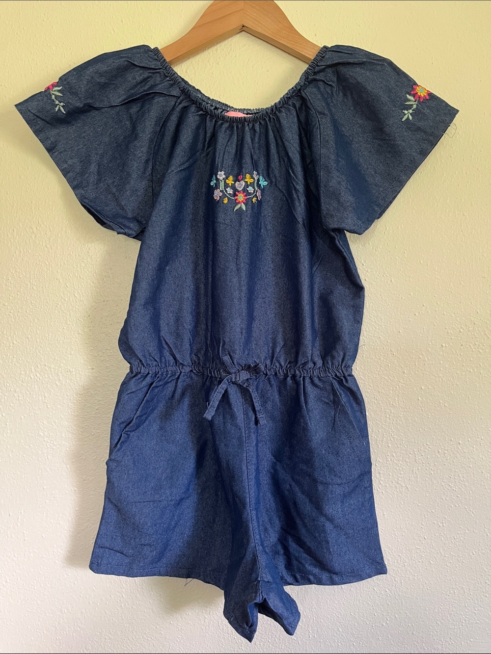 Freestyle Revolution Embroidered Denim-Blue Girls' Romper
